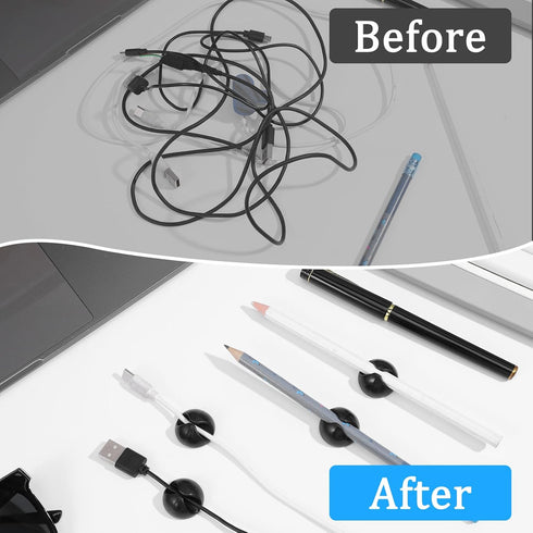 HJZHII 12PCS Cable Clips, Adhesive Cord Holder for Nightstand Cord Organizer Data Cable Holders Black Wire Clips