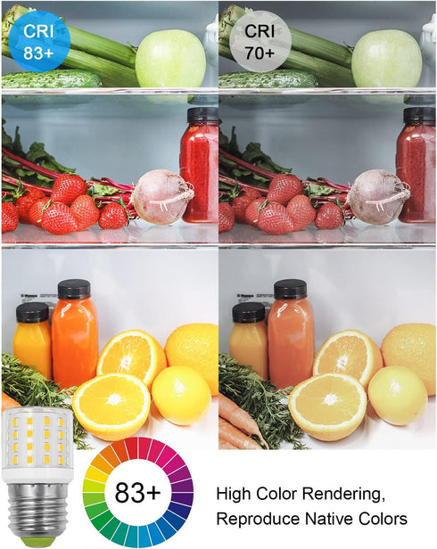 KEI D34L Refrigerator Bulb AC100-265V 3.5W, 4W LED Bulb E26 Medium Base Bright Lamp for Freezer Appliance Lighting
