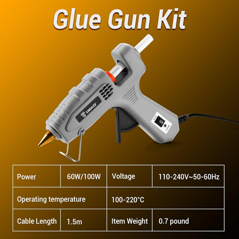 60/100Watt 25 Set Hot Glue Gun Full Size: DEKOPRO Dual Temp Hot Glue Gun Kit with Glue Sticks, Organize Storage Case