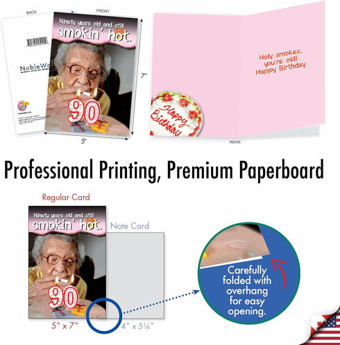 NobleWorks Funny 90th Birthday Greeting Card, Women Grandma Humor Milestone, 90 Years Happy Bday