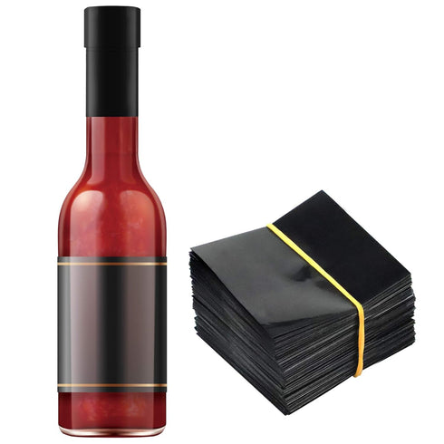 Black Shrink Bands, 200 Pieces Heat Shrink Wrap Sealer for Bottles, 65x60 mm [Compatible Diameter Range: 1 1/4” – 1