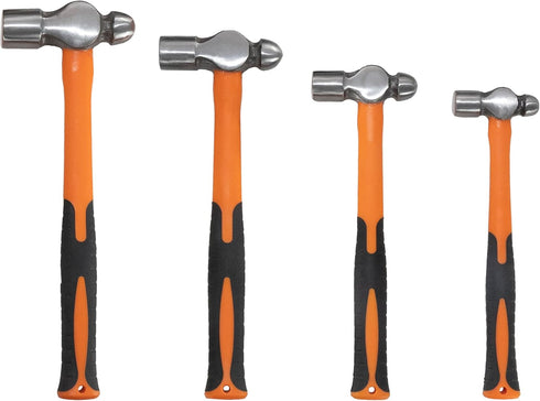 HFS(R) 4-Piece Ball Peen Hammer Set, 8 12 16 24oz, Fiberglass Handle,