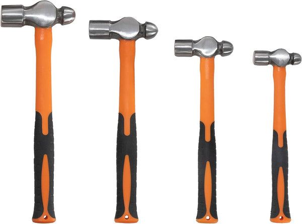 HFS(R) 4-Piece Ball Peen Hammer Set, 8 12 16 24oz, Fiberglass Handle,