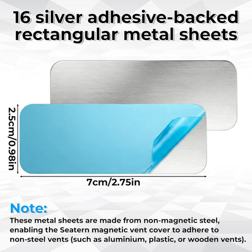 Xelsluthe 16 1" 2.75" PCS Metal Strips, Adhesive Metal Plates for Mounts, Steel Strips for Non-Steel Vents, Phone
