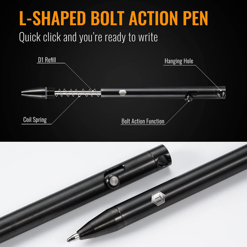 KeyUnity KP00 Titanium Alloy Bolt Action Pen with Bonus Refills, Retractable Pocket Ball-point Pen for Everyday Use