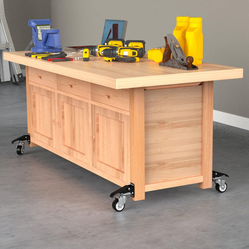 SOLEJAZZ Workbench Caster Kit, 880 LBS Capacity, 3" Heavy Duty Retractable Caster, All Steel Construction, 4 Casters