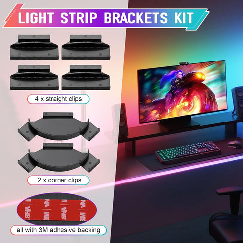 RPBKE Set 3M 55" 65" 75" 6 Set Upgraded Brackets for Philips Hue Play Gradient Light Strip, LED Light Strip Mounting