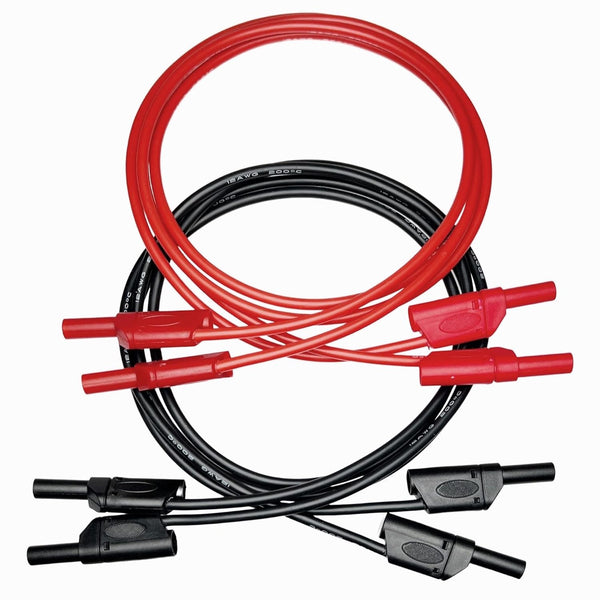 CESS-212 Safety Banana 12 Gauge Silicone Multimeter Test Leads, 2 Pairs with 8 Plugs Male to Male
