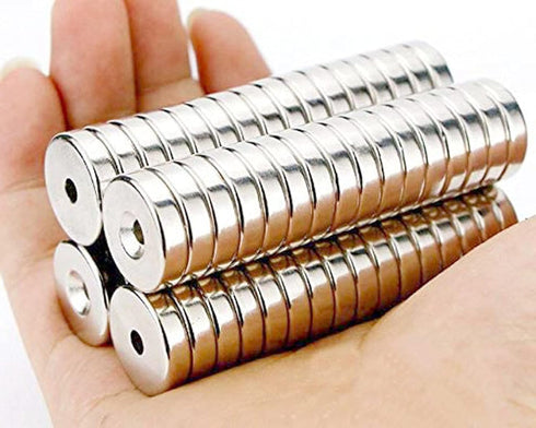 30 Pieces 10 x 3mm Permanent Disc Rare Earth Fastener Magnets with 3mm Countersunk Hole, Neodymium Refrigerator Magnets