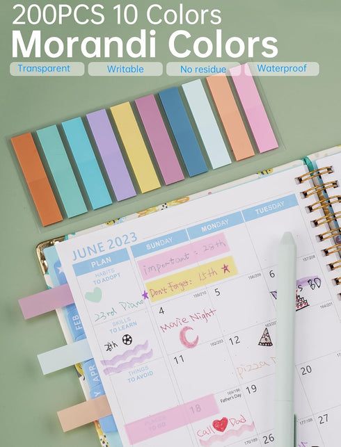 NiArt Morandi Colors Bible Note-Taking Kit, 12 Highlighters + 8 Gel Pens + 200 Sticky Notes in Clear Box