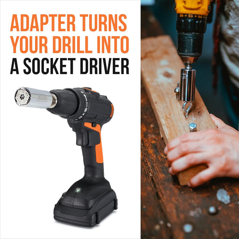 7-19mm Set, Set, RAK Super Universal Socket Tool, Universal Socket Wrench Gator Grip with Power Drill Adapter