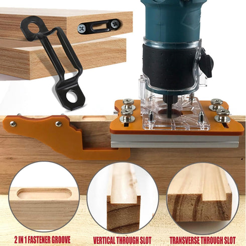 Trimming Machine Slotted Bracket for Woodworking, 2 in 1 Invisible Fastener Slotting Locator, Aluminum Alloy Router