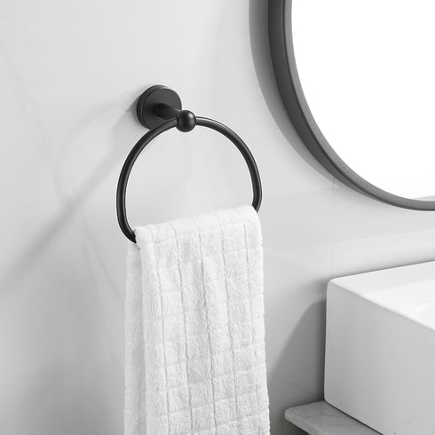 Leyden Matte Black Toilet Paper Holder and Hand Towel Holder, 2 Pieces Bathroom Hardware Accessories Set, SUS304 Stainless Steel Sturdy Wall Mount Toilet Paper Roll Holder and Towel Rack by Leyden