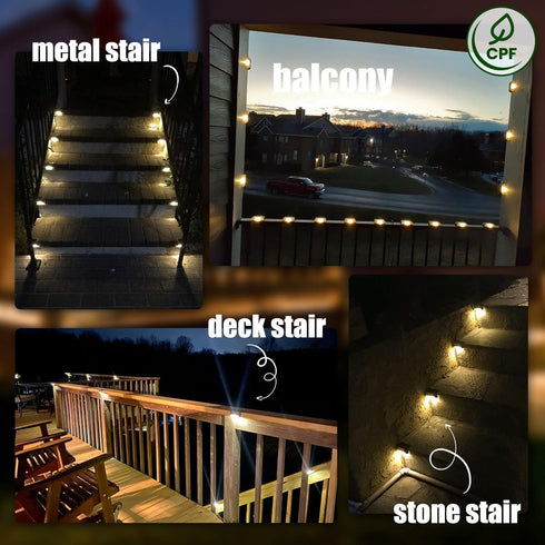 16 Pack, SOLPEX Solar Deck Lights Outdoor Solar Step Lights Waterproof Led Solar lights for Outdoor Stairs, Step