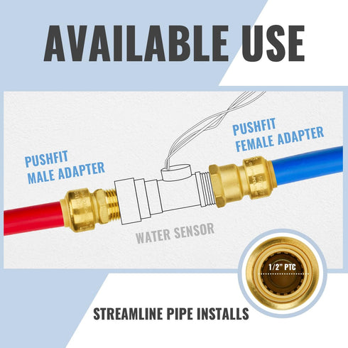 SUNGATOR Push to Connect Plumbing Fittings Mix, No Lead Brass 1/2 Inch Pushfit Female Adapter (4 PCS) and Male Adapter