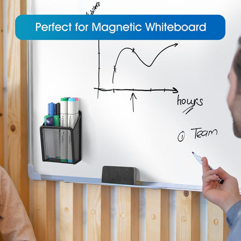 MaxGear Magnetic Pen Holder, 2 Pack Mesh Pencil Holder for Desk Storage, Extra Strong Magnets for Locker, Refrigerator