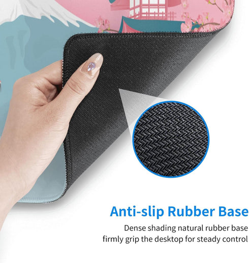 Japanese Ocean Waves Gaming Mouse Pad XL - Non Slip Rubber Base, Stitched Edges, Extended Large Desk Pad (31.5 x 11.8