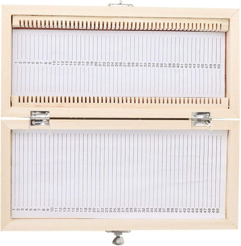 Heayzoki Wooden Microscope Slides Box, 50 Places Slide Storage Box with Numbered Slots for Biology Slides