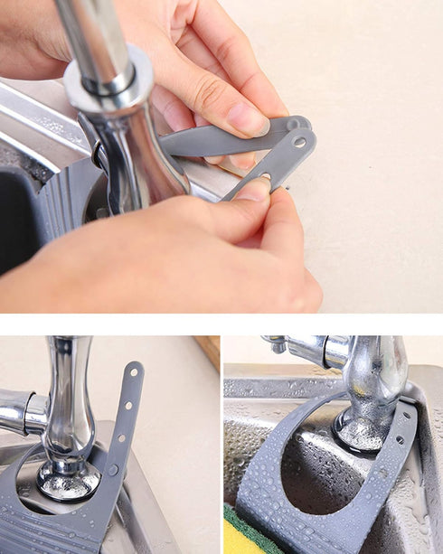 YYaaloa Sink Basket Strainers, Corner Sponge Caddy for Kitchen Sink Storage Holder (Style 2 - Sage Green and Gray)