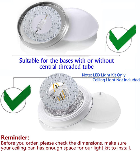 36W 3 Color Temperature LED Flush Mount Ceiling Fan Light Kit Replacement LED Light Board Panel,Retrofit LED Light