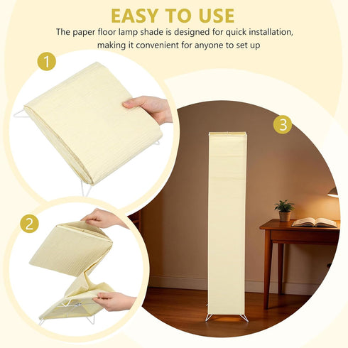 LALAFINA Japanese Paper Floor Lamp Shade Replacement Foldable Paper Lampshade Cover for Standing Lamp for Living Room