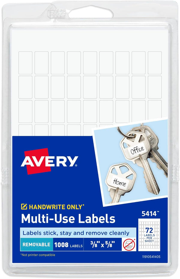 Avery Multi-Use Removable Labels, White, 3/8" x 5/8", 1,008 Blank Labels Total (5414)