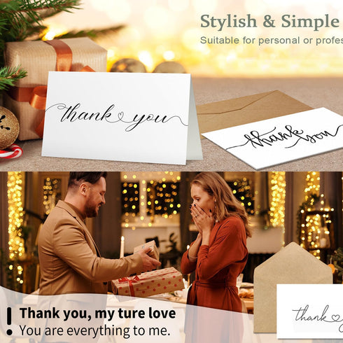 LUCYSALISA 20 Pack 4 6 Inch, Thank You Cards with Envelopes, bulk White Thank You Cards x Thank You Notes