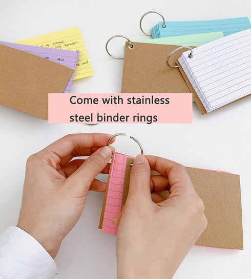 YIHUANYIFA 150pcs 3x5 Inches (3 B-150pcs) Colored Index Cards Flash Cards with Ring Lined Ruled Study Card