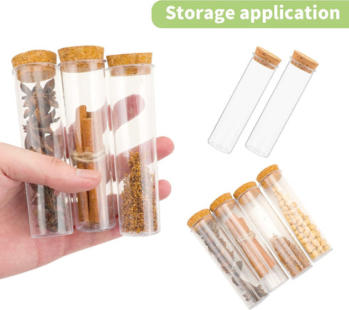 20 Pcs 60ml Flat Test Tubes with Cork Stoppers for Candy Storage, Plant, Party