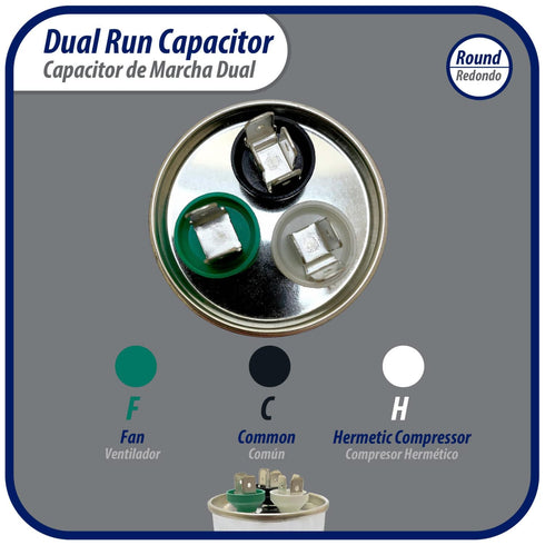 Appli Parts Dual Run Capacitor for AC 60+10 Mfd uF (370VAC), Universal Fit for HVAC Applications
