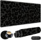 Large Gaming Mouse Pad with Coasters + Cable Clips, Black Leopard Print Extended Mousepad (31.5 x 11.8) with Stitched
