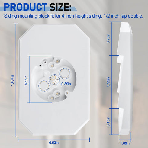 Siding Mounting Block 8141DBL, Outdoor Light Mount Kit with Electrical Box for 1/2 inch Lap Double Siding