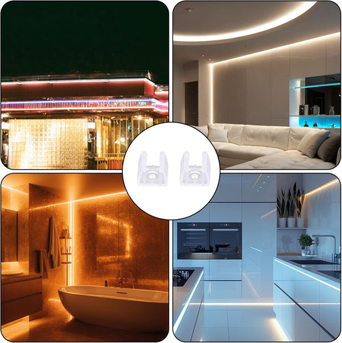 Qulkws 50 0.39 inch-0.47inch (10mm-12mm) Pcs Waterproof LED Strip Mounting Clips Holder LED Strip Light Clips
