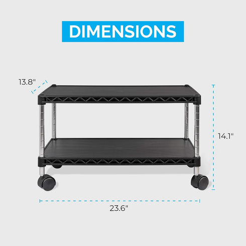 ZBRANDS 24" 14", Under Desk Printer Stand with Storage X Printer Cart, Small Printer Stand with Wheels, Small Printer