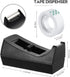 Tape Dispenser Desk with 12 Rolls Transparent Cute Small Tape Dispenser Packing Refills Invisible Tape Desktop Tape Dispenser for Christmas Gift Wrapping Office Home School Supplies (Black, Popular) by Sabary