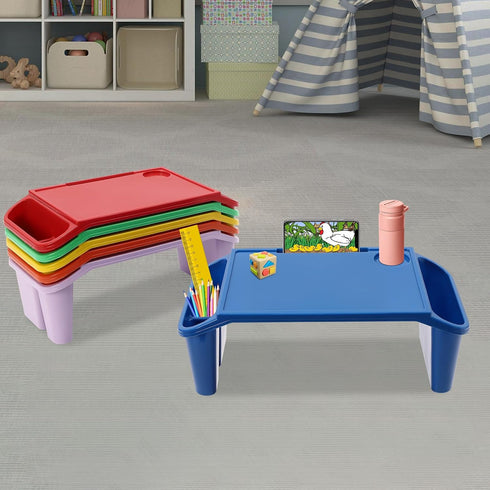 QUSKLISU 6 Kids Lap Desk Tray, Stackable Portable Lap Tray - Multicolor Plastic Table, Breakfast Laptop Trays