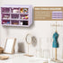 Mini Drawer Organizer 6 Pcs with 9 Drawers, Plastic Desktop Storage Box, Wall Mounted, Purple for Office Home Room
