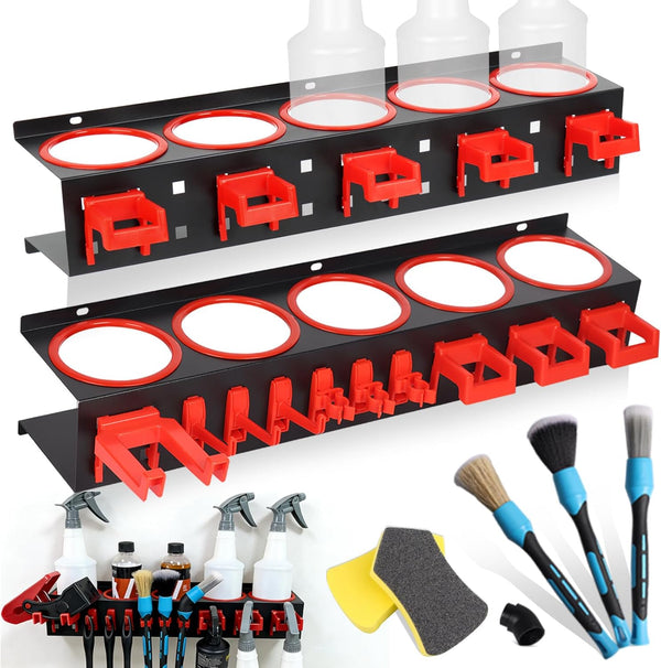 TAILIKANG Spray Bottle Holders for Car Detailing, 22Pcs Heavy-Duty Wall Mounted Steel Rack