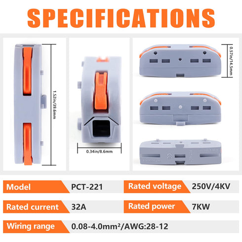 Zhushan 60PCS Compact Lever Wire Connector Nuts Set - 1 to 1 Inline Wire Connectors Lever Connectors Nuts,versatile Quick Terminal Block Splicing Kit for Diverse Wiring Needs