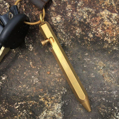 Mini Size Solid Brass Pen, Portable Delicate Signature Six-Edge Ballpoint Pen