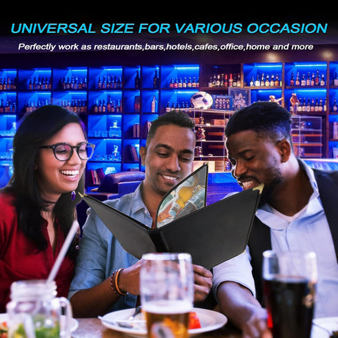 8.5 11 2 Pack 4 8 Menu-Covers X Restaurant - Menu Sleeve Page View Premium Faux Leather Transparent Black for Bar Cafe