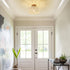 Boho Ceiling Light Fixture Rattan Flush Mount Ceiling Light Bedroom Chandelier Hand-Woven Lamp Shade Wooden Base Small