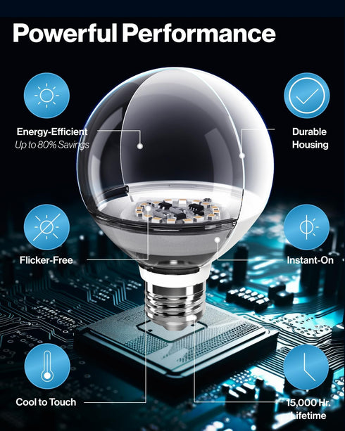 Sunco Lighting 4 Pack Vanity Globe Light Bulbs, G25 LED, 100W Equivalent, 5000K Daylight, Dimmable