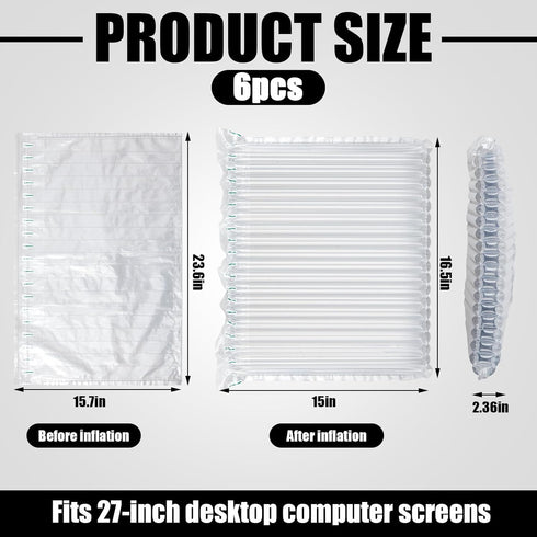 6 3 1 27" Packaging 27" Chunful for Screens with Pump Inflatable Protective Bags Compatible with Desktop Monitor