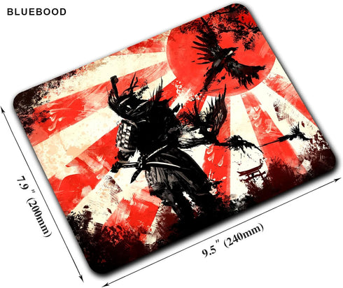 Small Mouse Pad, Japanese Samurai Mouse Pads for Laptop, Personalized Portable Travel Mousepad for Wireless Mouse (Retro Bushido Spirit) by BLUEBOOD