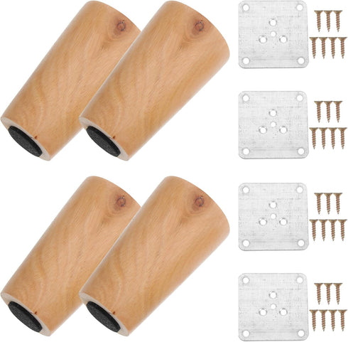Mikikit 4pcs Solid Wood Sofa Legs Replacement, Tapered Slanted Cabinet and Table