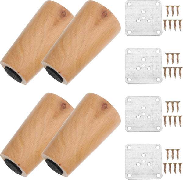 SILENRADAWN 4pcs Solid Wood Furniture Legs Tilted Sofa Legs Coffee Table Feet with