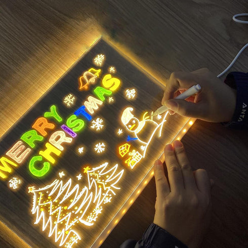 LED Note Board with Colors, Glowing Acrylic Dry Erase Board with Light, 11.8 x 7.9in Memo Message Board