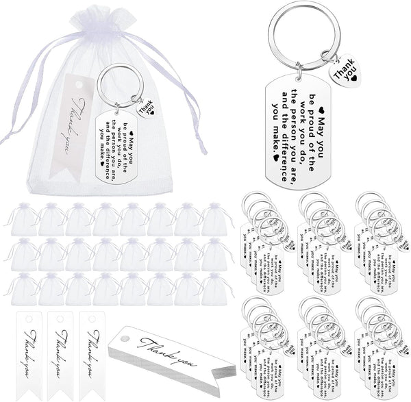 Yinkin 72 Pcs Employee Appreciation Gifts Bulk Thank You Coworker Keychain Gifts