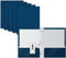 Better Office Products 2 Pocket Glossy Navy Blue Paper Folders with Prongs, Letter Size, Box of 25 Glossy Dark Blue
